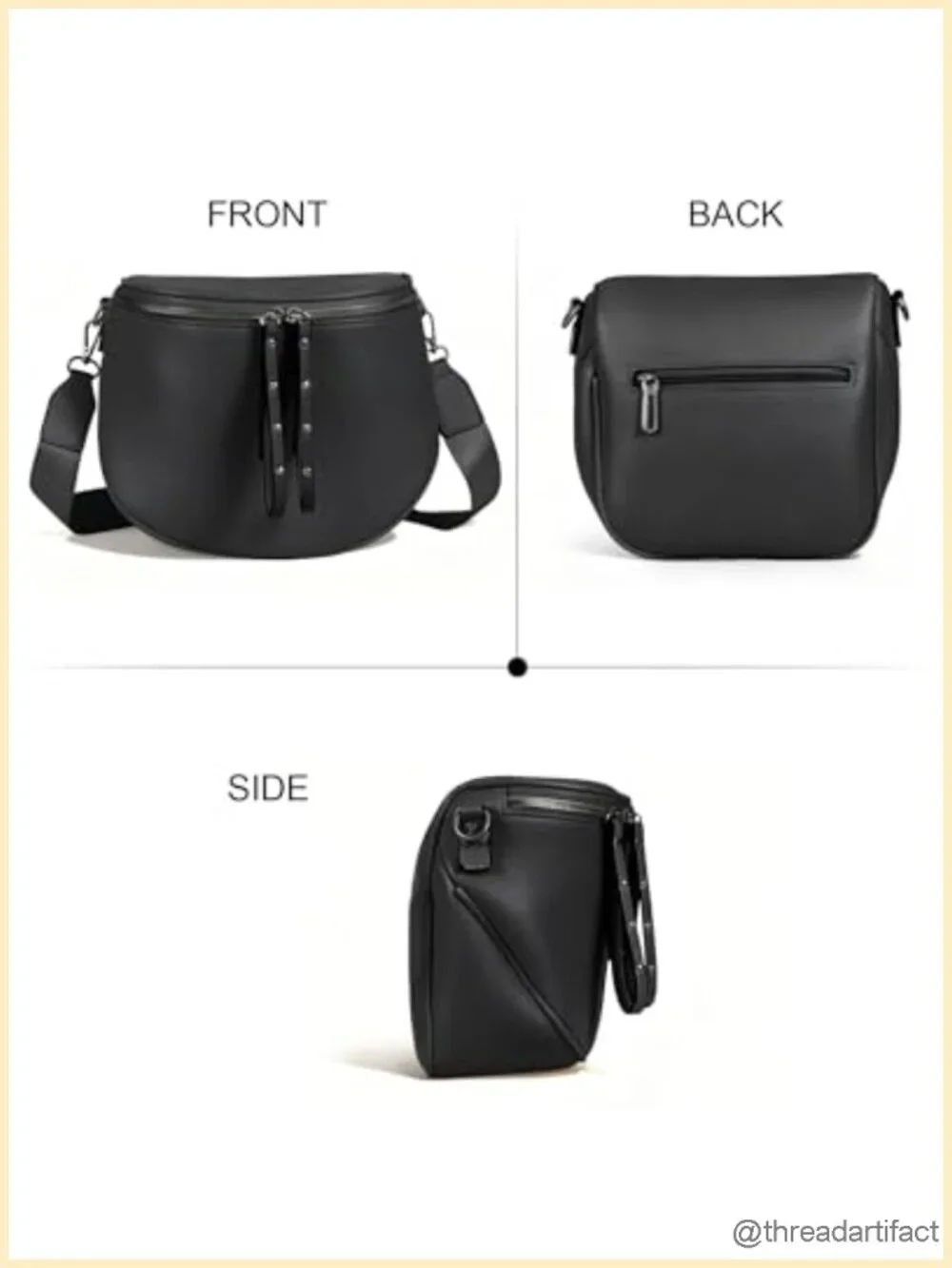 Large Vegan Leather Crossbody Bum Bag with Coin Purse Detachable Strap